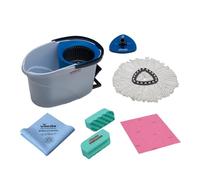 Vileda Professional Set lavapavimenti con mocio rotante, UltraSpin Mini Welcome Kit, secchio strizzatore a pedale e mop in microfibra, ideale per pulizie professionali in hotel, bar e ristoranti