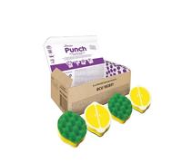 Vileda, PUNCH Spugna Piatti, 4 Pezzi - Spugne da Cucina Flessibili e Antigraffio con Lato Abrasivo, Profumate, Lavabili in Lavastoviglie, per Cucina, Bagno e Superfici Esterne