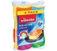 Vileda Pur Active Colors - Spugne abrasive sintetiche, lato abrasivo brevettato, confezione 4 x 4 pezzi