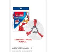 Turbo 2in1 Fiocco Ricambio per Sistema Lavapavimenti Turbo, Easy Wring & Clean, Microfibra 100%, Bianco / Rosso