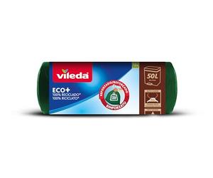 Vileda - Sacco della spazzatura ecobag rinforzato, 50 l, 100% riciclato, colore verde