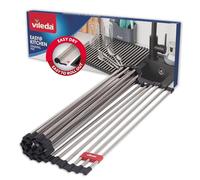 Vileda Scolapiatti per Lavelli 45x40cm in Acciaio Inox e TPE - 24 Barre, arrotolabile - Scolapiatti e Coprilavello - Scolapiatti Pieghevole - Griglia per Lavandino Cucina - Accessori per Lavello