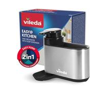 Vileda Sink Organizer con Dispenser di Sapone in Acciaio Inox - Porta Spugne da Cucina indipendente - Organizer Lavastoviglie con Dispenser di Sapone per Spugne e Spazzole - Durevole e Antiruggine