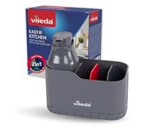 Vileda Sink Organizer con Dispenser di Sapone in Plastica - Porta Spugne da Cucina indipendente - Organizer per Lavastoviglie con Dispenser di Sapone per Spugne e Spazzole - Durevole e Antiruggine