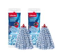 Vileda Supermocio Micro e Cotton Mop Refill - Confezione da 2, Microfibra, Bianco, 18 x 10 x 37 cm