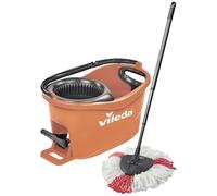 Vileda Turbo EasyWring & Clean - Set completo con mocio e secchio con centrifuga potente, corallo