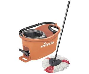 Vileda Turbo EasyWring & Clean - Set completo con mocio e secchio con centrifuga potente, corallo