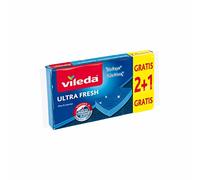 Vileda Ultra Fresh Antigraffio, Spugna da Cucina, con Trattamento Antibatterico, Antigraffio, Super Assorbente, formato: 2+1 Gratis