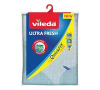 Vileda Ultra Fresh Copriasse Da Stiro Universale, In Cotone, Trattamento antibatterico, Con Fermacorda, Grigio/Azzurro, 139 X 50 X 0.3 Cm
