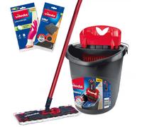 Vileda Ultramax BOX - Mocio piatto con secchio, guanti e 2 spugne
