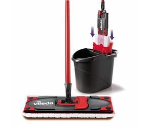 Vileda Ultramax Care Sensitive Set completo | Lavapavimenti con rivestimento in microfibra e manico - Secchio con funzione strizzatore con PowerPresse | Per pavimenti sensibili come parquet e laminato