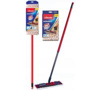 Vileda Ultramax Mocio piatto con manico telescopico + ricarica, Rosso