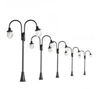 Vilgftyiet 5pcs HO Scala 1:87 Modello Railway Street Lampioni - Lampioni in Acciaio con LED Bianco Caldo, 3V AC/DC, Regolabile 10cm Altezza, Include Resistenze per 12-16V