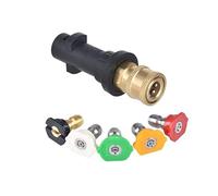 Vilgftyiet Adattatore rapido da 1/4" per idropulitrici Kärcher serie K, 3600 PSI in ottone e nylon, connettore ugello con 5 punte di spruzzo, compatto 9 x 3 x 3 cm, 100 g 1+5