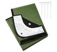 Vilgftyiet Coperta di sopravvivenza per esterni, 18,3 x 25 m, leggera, isolata, in Mylar, con occhielli rinforzati, per campeggio, escursionismo, spiaggia, picnic, verde e verde, 150 x 210 cm