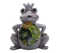 Vilgftyiet Decorazione solare della luce esterna della resina della statua | Questa statua solare a forma di rana si illumina automaticamente di notte per illuminare il tuo giardino con una luce calda.