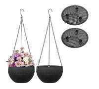 Vilgftyiet Gancio a catena mobile, fodera impermeabile inclusa, vaso da fiori in plastica in nero/verde scuro, bianco/rosso/grigio, S (16,5 x 10 x 47 cm) o L (21 x 13 x 47 cm), confezione da 2