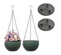 Vilgftyiet Gancio a catena mobile, fodera impermeabile inclusa, vaso da fiori in plastica in nero/verde scuro, bianco/rosso/grigio, S (16,5 x 10 x 47 cm) o L (21 x 13 x 47 cm), confezione da 2