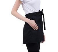 Vilgftyiet Grembiule corto da cuoco nero per uomini e donne con lacci regolabili in vita per cucina, cucina, barbecue, grigliate, bar, ristorante, lavoro, nero