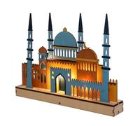 Vilgftyiet Lampada a LED 3D a forma di luna e stella, decorazione da tavolo | La luce a forma di stella lunare in legno finemente lavorata fornisce una luce calda per le celebrazioni del Ramadan e