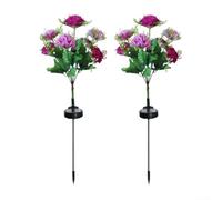 Vilgftyiet Luci solari da giardino a forma di garofano con design impermeabile IP65 per un uso affidabile in prati, patii, sentieri e balconi, set di 2 (viola)