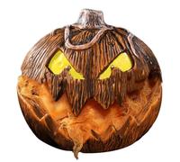 Vilgftyiet Ornamento animatronico a forma di testa di zucca spaventosa con occhi gialli luminosi, per Halloween, per interni, prato, tavolo, feste all'aperto e decorazioni per la casa infestata, 21 x