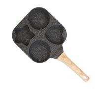 Vilgftyiet Padella per uova in alluminio resistente con 4 stampi rotondi, non per frittura, per colazione, pancake, hamburger, pentole da cucina compatibile con piano cottura a gas e induzione (nero)