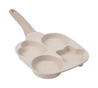 Vilgftyiet Padella per uova in alluminio resistente con 4 stampi rotondi, non per frittura, per colazione, pancake, hamburger, pentole da cucina, compatibile con piano cottura a gas e induzione (beige