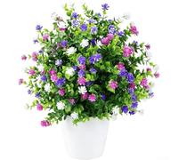 Vilgftyiet Pianta in vaso di camelia in seta bianca viola 40 cm resistente | La composizione floreale in seta realistica non richiede irrigazione e resiste allo sbiadimento sotto la luce del sole.
