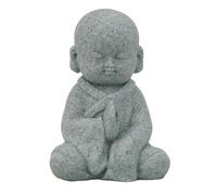 Vilgftyiet Piccolo monaco di Buddha per giardino, non vedere, sentire, non male, statuetta ornamentale in resina arenaria, decorazione naturale non rivestita per casa ed esterno