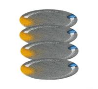 Vilgftyiet Set di 4 piatti rotondi in melamina, base grigio opaco con accenti gialli spazzolati a mano, stoviglie leggere e infrangibili per cibi freddi e contorni (30,4 cm)