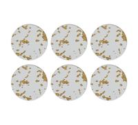 Vilgftyiet Set di 6 sottobicchieri in acrilico, trasparenti con lamina d'oro, antiscivolo, rotondi, 9,5 cm, per casa, bar, cucina