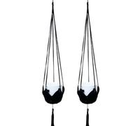 Vilgftyiet Set di cesti sospesi per vasi per piante in corda di canapa intrecciata con ganci, 2 pezzi, in corda di iuta macramè, per interni ed esterni, soffitto, balcone, giardino, decorazione, 100