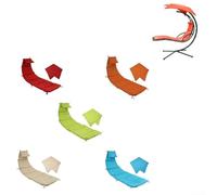 Vilgftyiet Set di copertura di ricambio per sedia a sdraio sospesa e ombrellone in tessuto per chaise longue curve, cuscino impermeabile da esterno con protezioni angolari e corde di ancoraggio (rosso