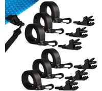 Vilgftyiet Set di montaggio per bobina solare per piscina, con clip e striscia autoadesiva, per sistemi a rulli per piscina, connettori in nylon pesante, morsetto nero 6 + corda 6