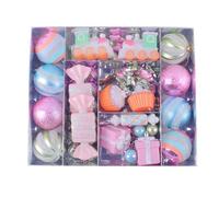 Vilgftyiet Set di ornamenti natalizi infrangibili color pastello con palline, stelle e forme di caramelle per la decorazione dell'albero, finitura opaca e glitterata, dimensioni assortite, per interni