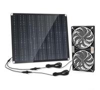 Vilgftyiet Sistema a doppia ventola a energia solare con rete di sicurezza in metallo IPX7 impermeabile Valutazione 8.2FT Cavo per pollai all'aperto Ventilazione del fienile della serra 3200 giri/min