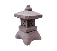 Vilgftyiet Statua da giardino a forma di pagoda ad energia solare, lanterna zen decorativa per esterni, in poliresina, resistente alle intemperie, luce LED per patio, cortile, sentiero, stile