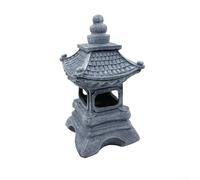 Vilgftyiet Statua da giardino a forma di pagoda ad energia solare, lanterna zen, decorazione per esterni, in poliresina, resistente alle intemperie, luce LED per patio, cortile, sentiero, stile