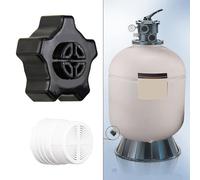 Vilgftyiet Tappo di scarico per Hayward SX180LA con guarnizione e schermo, struttura in plastica, parti di ricambio bianco/nero per la manutenzione della piscina