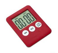 Vilgftyiet Timer con ampio display LCD, timer doccia impermeabile per bagno, orologio da parete compatto in ABS con controllo a pulsante, 7 x 5,3 x 0,9 cm (rosso)