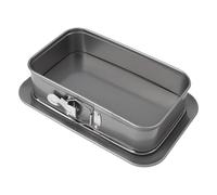 Vilgftyiet Tortiera rettangolare professionale in acciaio al carbonio con fondo rimovibile, a sgancio rapido, per cheesecake, tiramisù, mousse, pizza, cucina, bakeware, 28 x 18 x 6,5 cm, nero