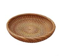 Vilgftyiet Vassoio basso rotondo in rattan per frutta, organizer per controsoffitto, cestino per prodotti naturali, 19 cm