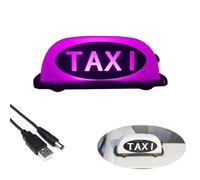 VILIERY Luce circolare per tettuccio auto, taxi, ricaricabile, impermeabile, facile da usare, con base magnetica, colore rosa/blu/verde/bianco (rosa)