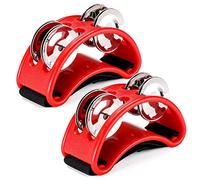VILIHKC 2 tamburelli a pedale per percussioni, pedale a percussione per strumenti musicali con campanelle in acciaio per suonare batteria e chitarra, shaker a pedale con cinturino elastico, per adulti