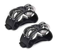 VILIHKC 2 tamburelli a pedale per percussioni, pedale a percussione per strumenti musicali con campanelle in acciaio per suonare batteria e chitarra, shaker a pedale con cinturino elastico, per adulti
