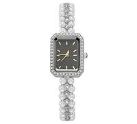 VILKFY Donne della perla di modo per gli orologi quadrante quadrato orologio vestito, Argento e nero., Moda