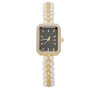VILKFY Donne della perla di modo per gli orologi quadrante quadrato orologio vestito, Oro e nero., Moda