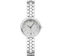 VILKFY Orologio da polso analogico da donna, con quadrante piccolo, impermeabile, alla moda, in acciaio inox, stile retrò, casual, al quarzo, Colore: bianco argentato., Moda