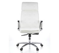 HJH Office 600922 Poltrona Girevole VILLA 20 Pelle, Sedia da Ufficio con Schienale alto, Comoda, Regolabile in Altezza, Bianco Crema